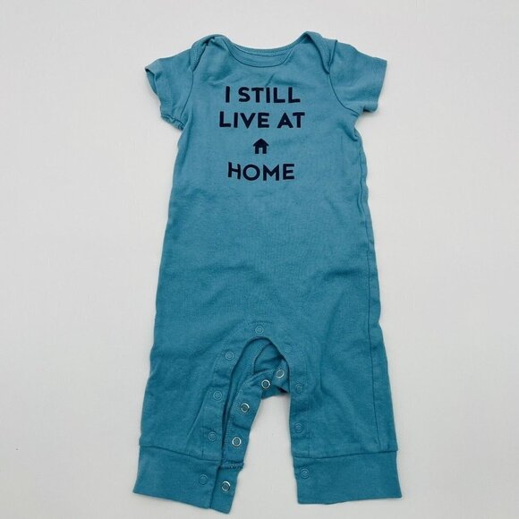 Carters Infant Boys Size 6 Months I Still Live At Home One Piece Romper Blue 212 - Picture 1 of 4